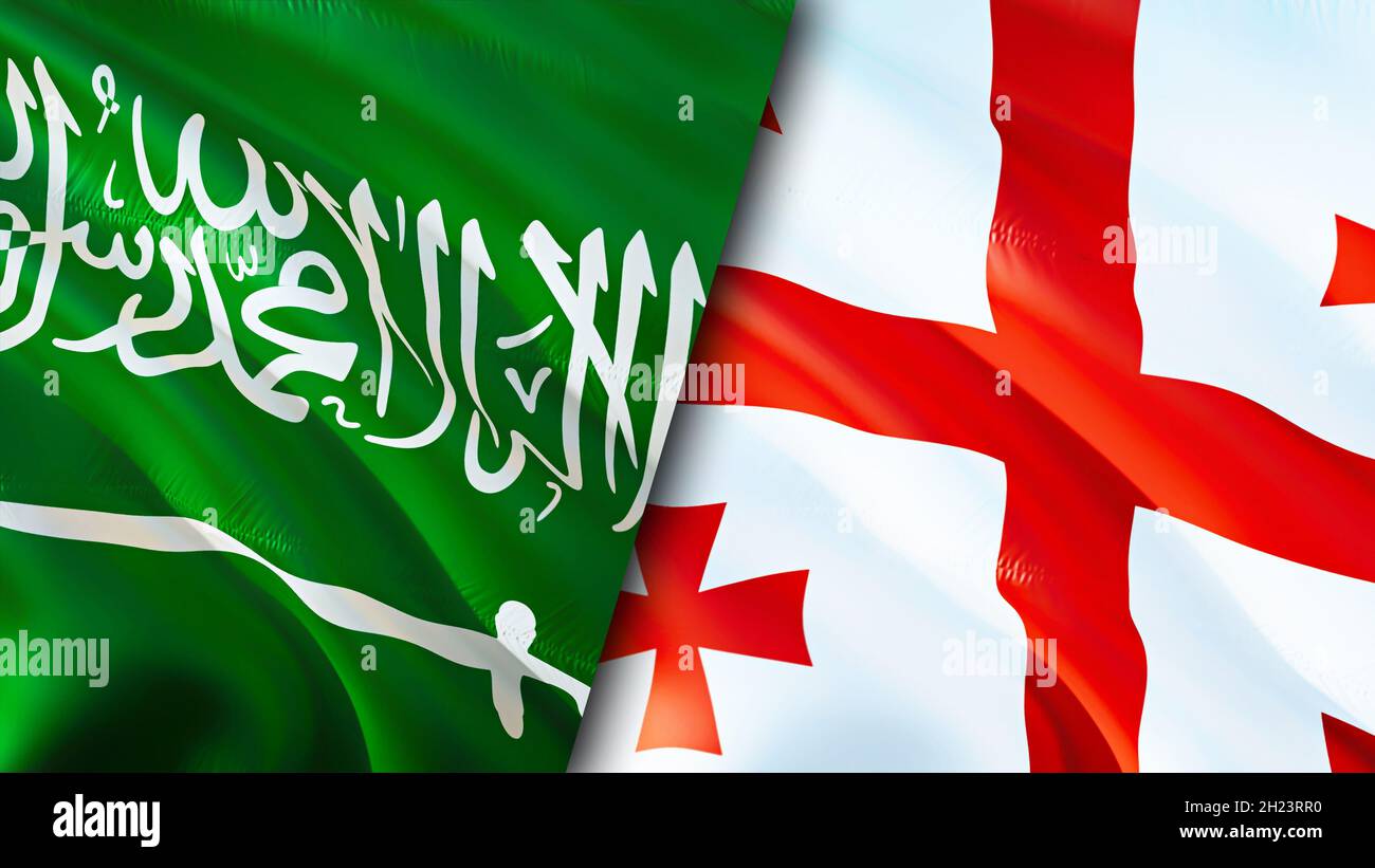 Saudi Arabia and flags. 3D Waving flag design. Saudi