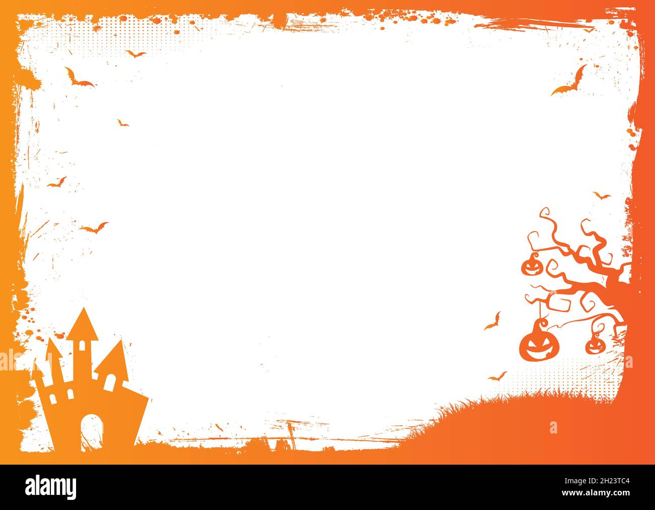 Horizontal Halloween vector gradient orange background with grunge ...