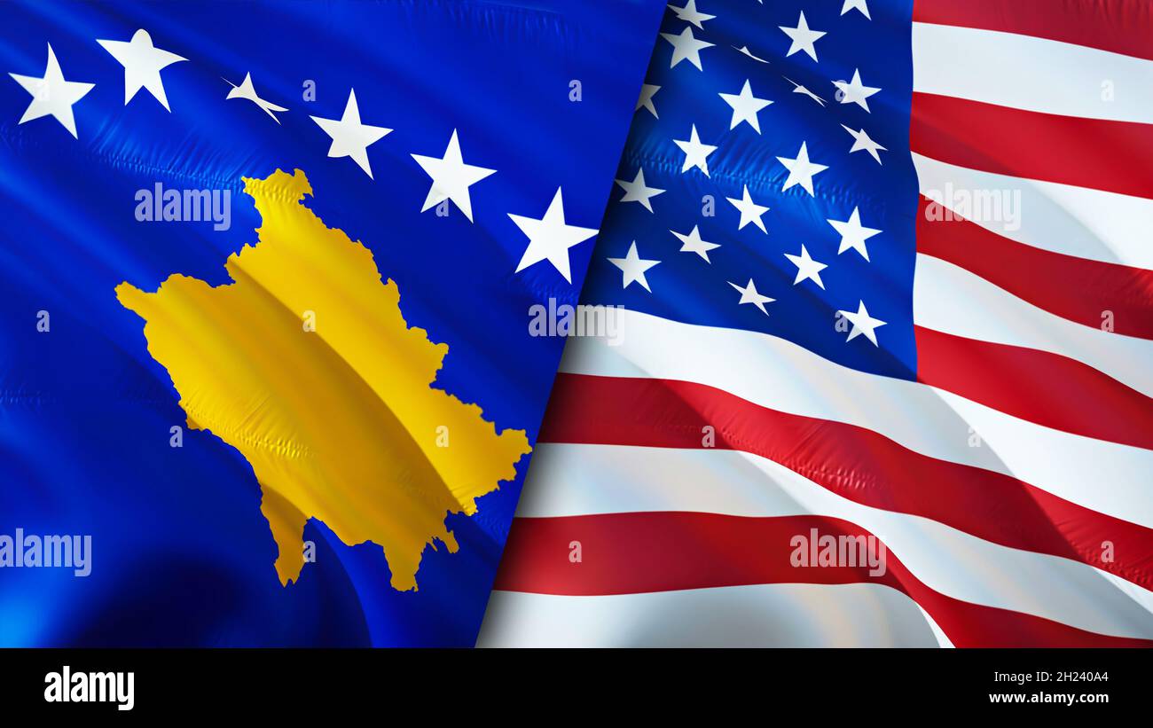 Kosovo and USA flags. 3D Waving flag design. USA Kosovo flag, picture ...
