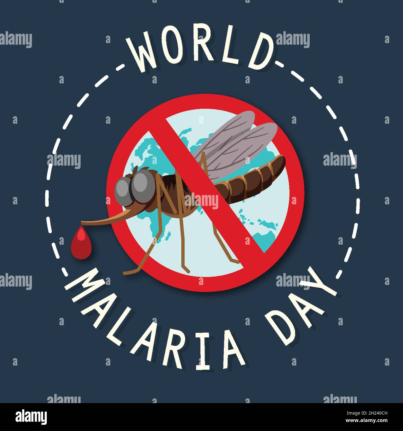 World Malaria Day logo or banner with no mosquito sign illustration ...