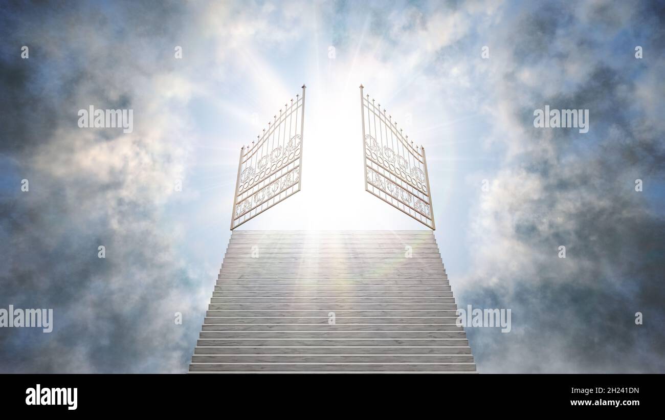 3D stairway to heaven concept Stock Photo - Alamy