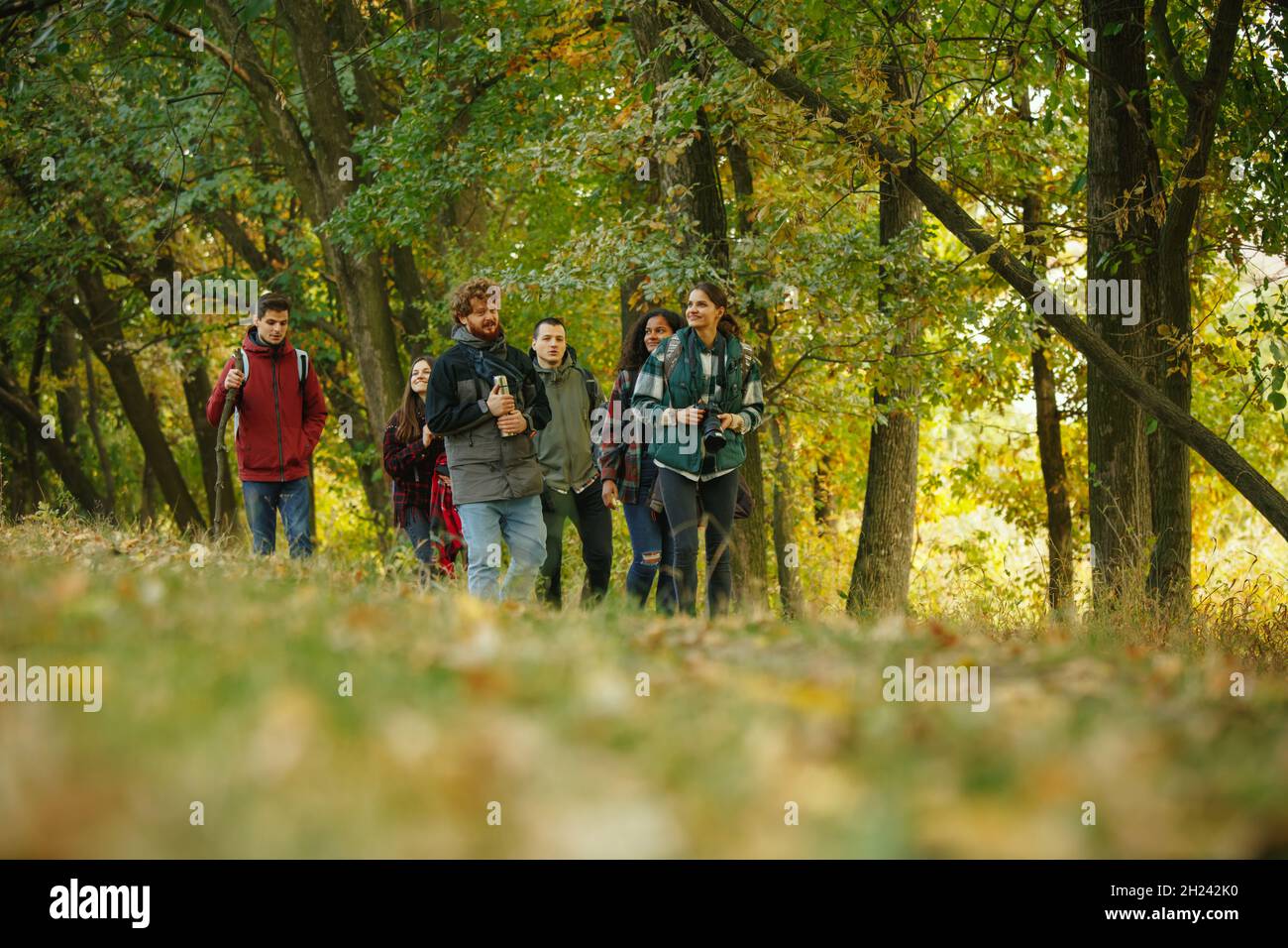 Group people doing hiking hi-res stock photography and images - Alamy