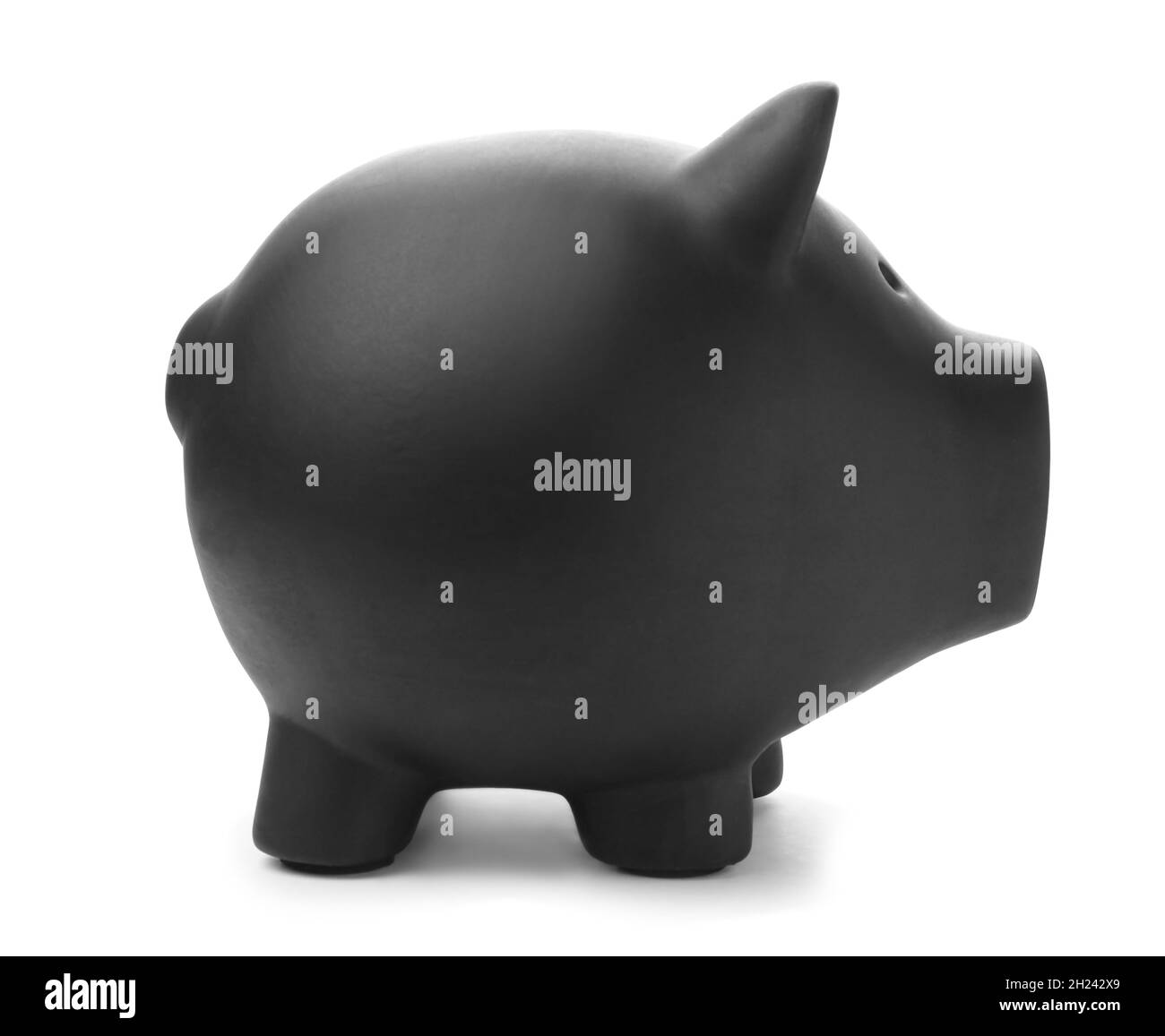 Black piggy bank on white background. Money saving Stock Photo - Alamy