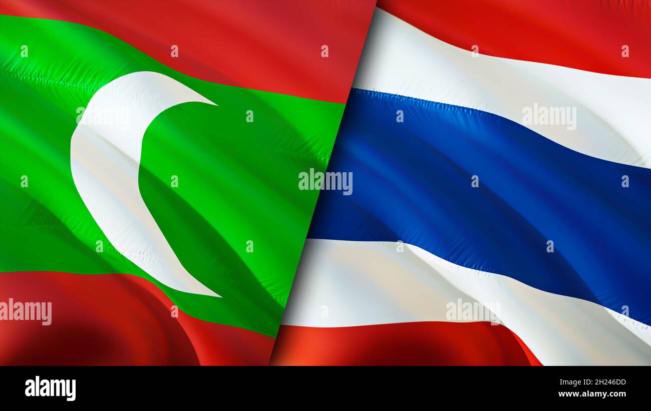 Maldives and Thailand flags. 3D Waving flag design. Maldives Thailand flag,  picture, wallpaper. Maldives vs Thailand image,3D rendering. Maldives Thai  Stock Photo - Alamy