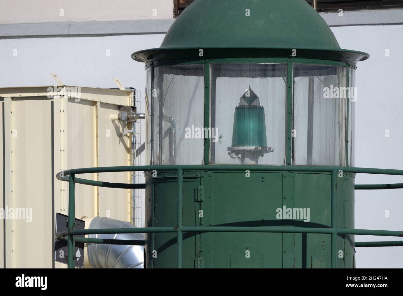 old green lighthouse detail close up Stock Photo - Alamy