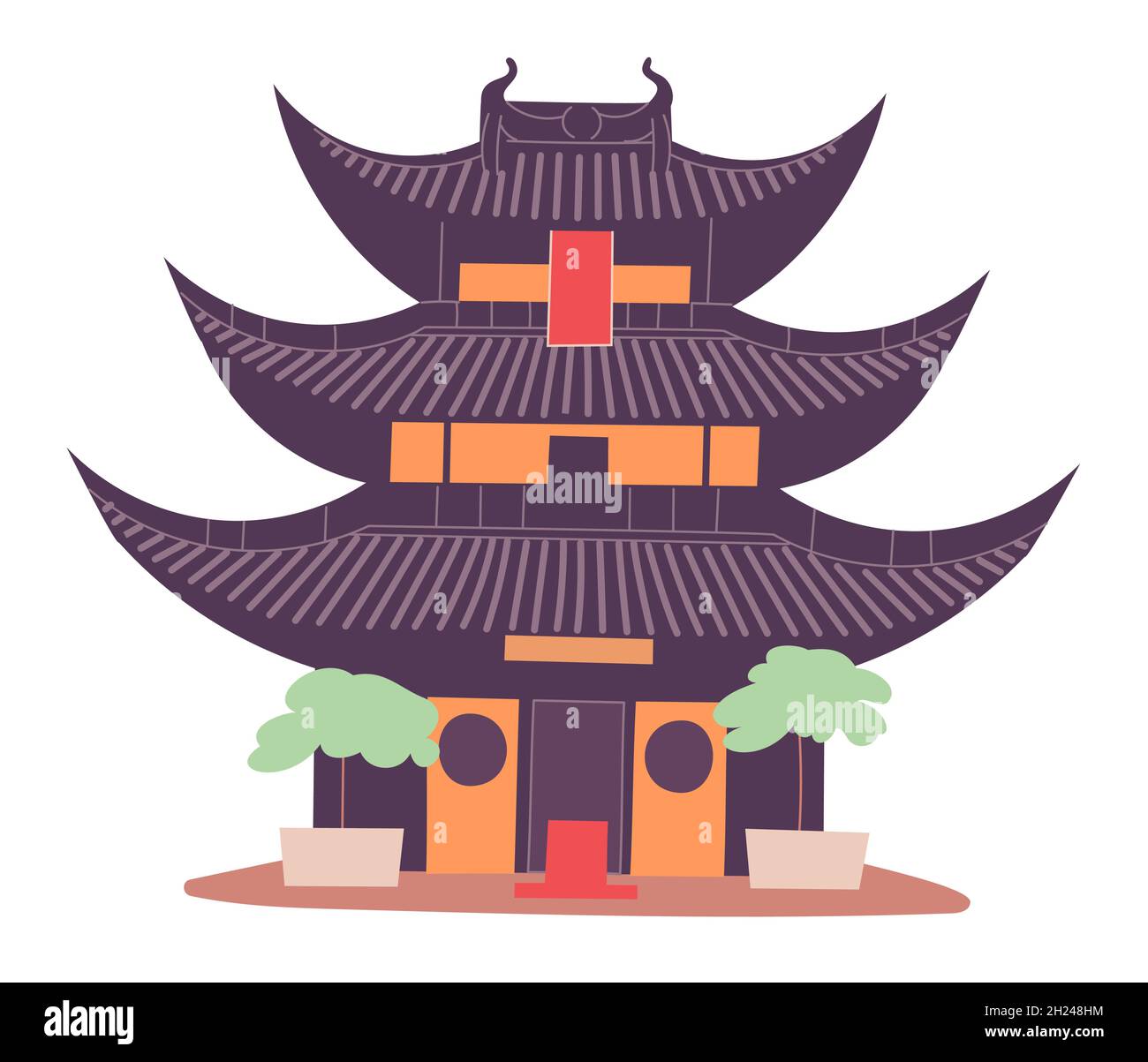 Ancient Chinese tower traditional structure historic cultural heritage Stock Vector