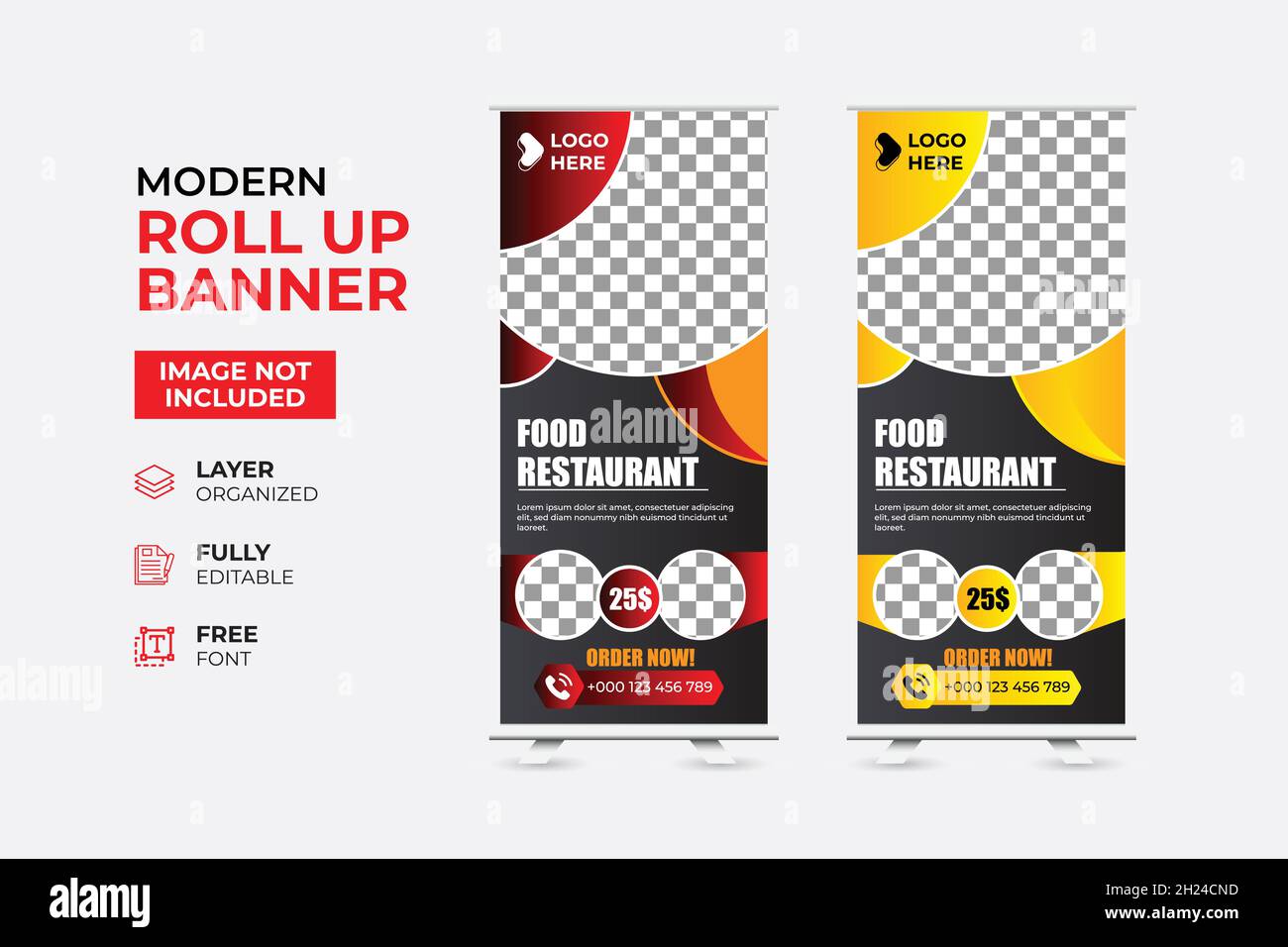 Modern Restaurant fast food rollup web banner Stock Vector Image & Art ...