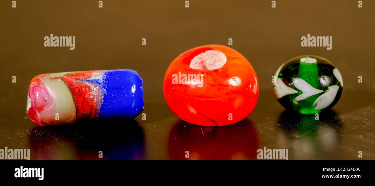 Handmade colourful glass beads Stock Photo