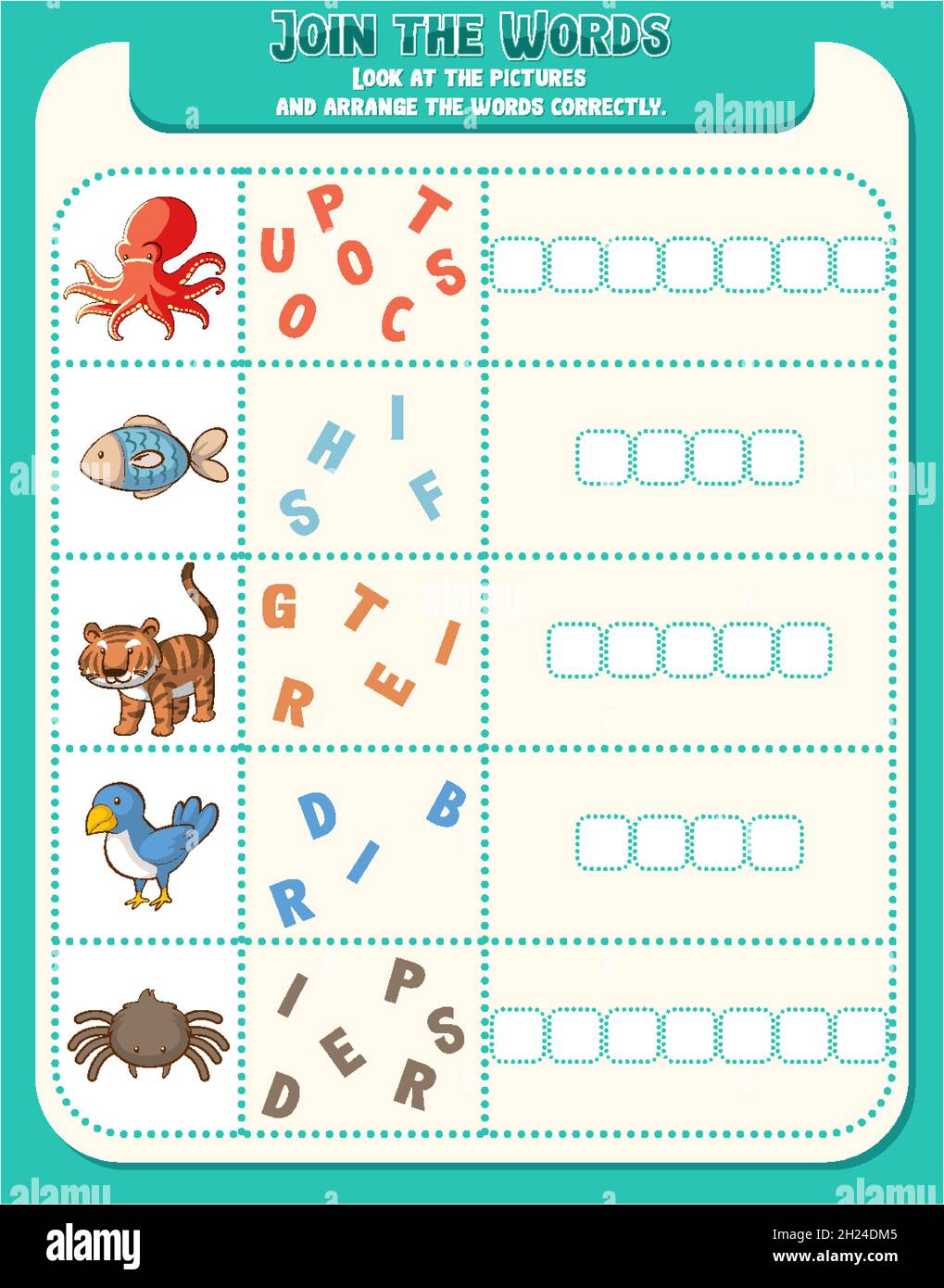 Spelling word game worksheet template illustration Stock Vector Image ...