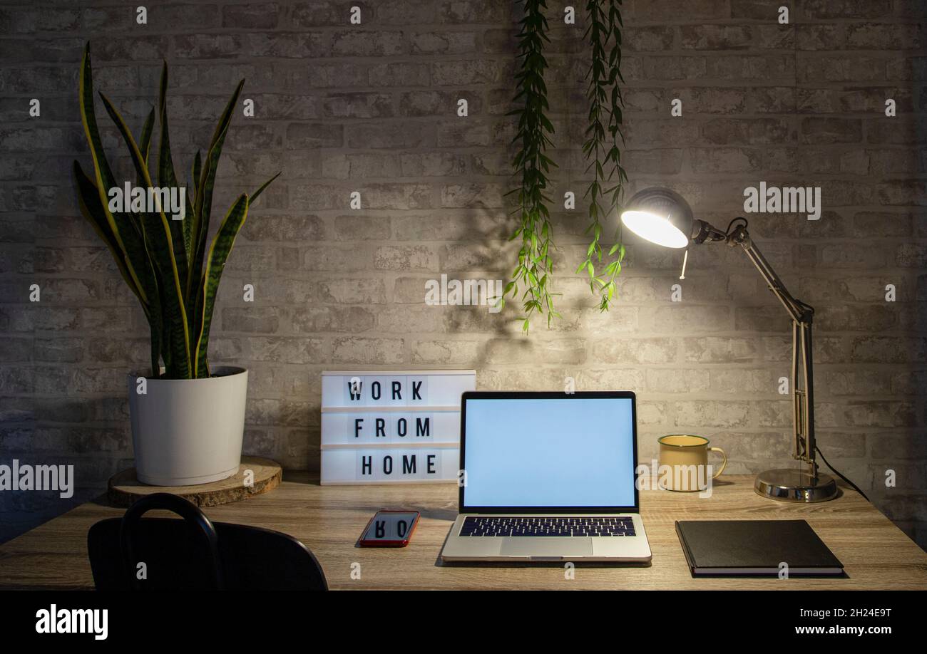 Teleworking space at home. Home office concept Stock Photo
