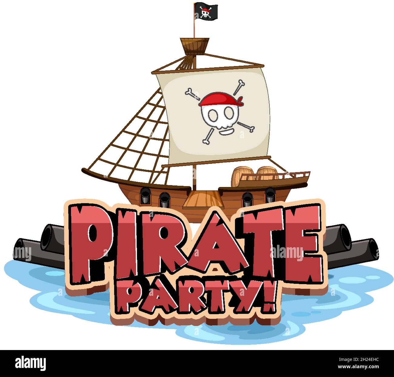 Sticker Template Pirate Ship Isolated Illustration Stock Vector by