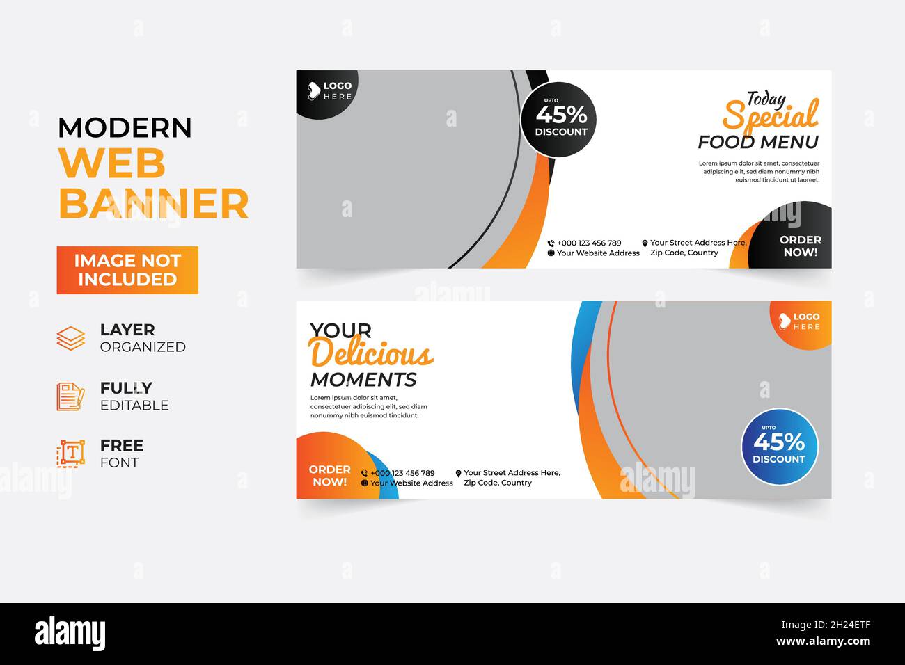 Modern Restaurant fast food rollup web banner Stock Vector Image & Art