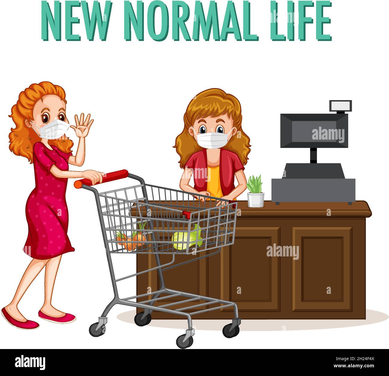 New normal life with a woman wearing face mask while shopping ...
