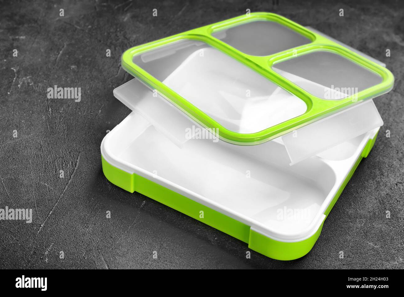 Empty lunch box on table. Food container Stock Photo Alamy