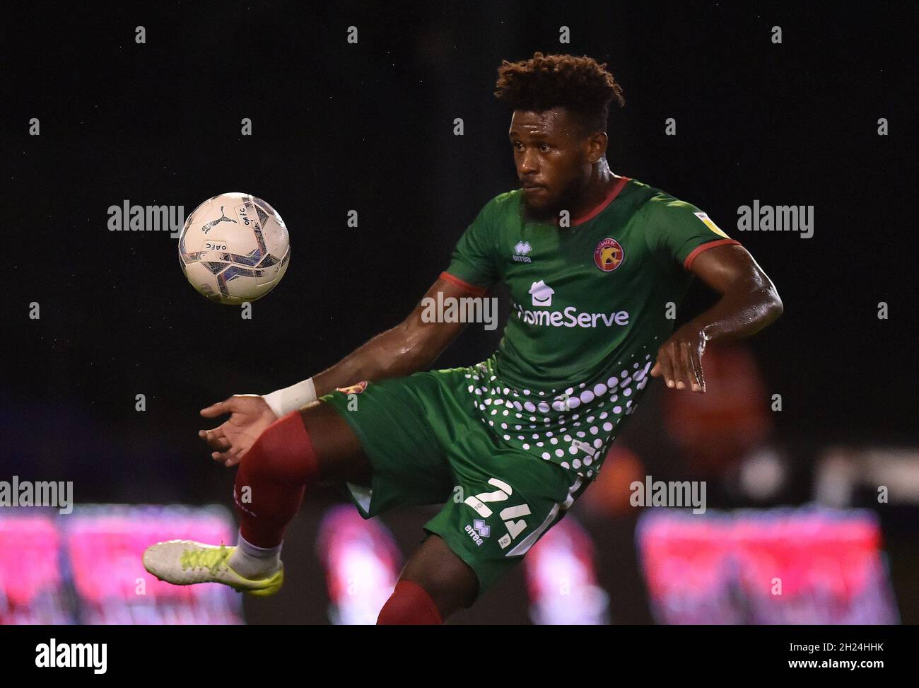 OLDHAM, UK. OCT 19TH Rollin Menayese of Walsall Football Club during the Sky Bet League 2 match between Oldham Athletic and Walsall at Boundary Park, Oldham on Tuesday 19th October 2021. (Credit: Eddie Garvey | MI News) Credit: MI News & Sport /Alamy Live News Stock Photo