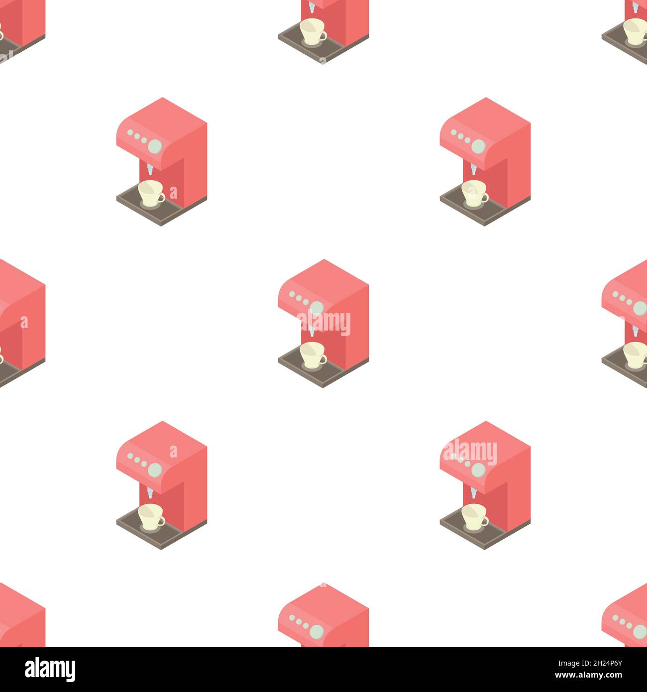 Coffee machine pattern seamless background texture repeat wallpaper geometric vector Stock Vector