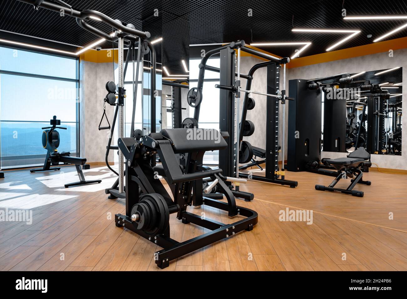 Modern gym interior with new fitness equipment Stock Photo Alamy