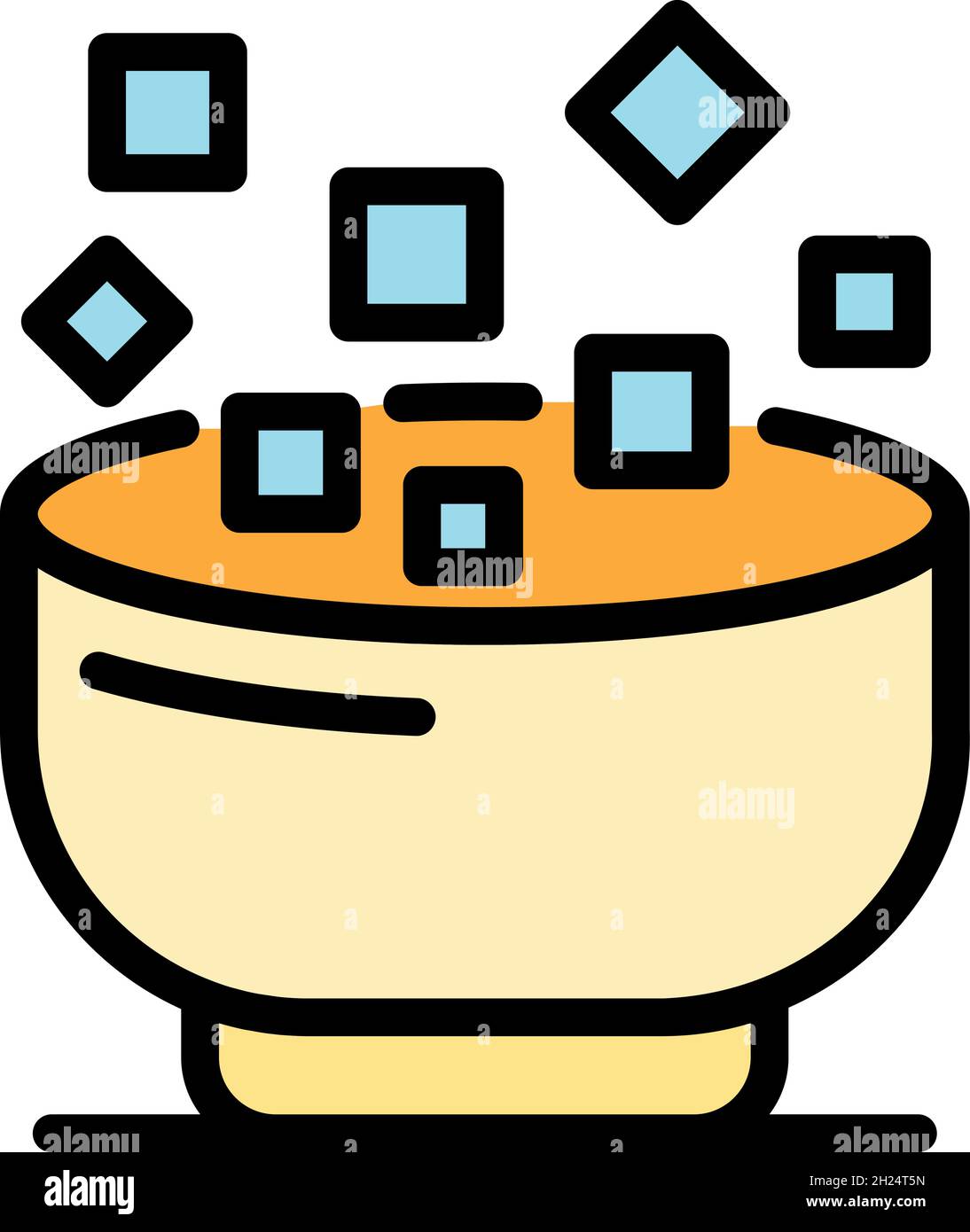 Sugar cubes in bowl icon. Outline sugar cubes in bowl vector icon color flat isolated Stock Vector