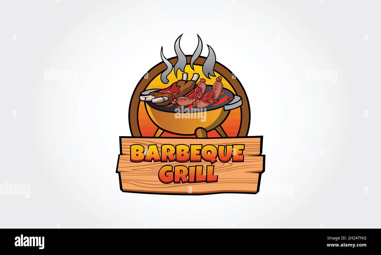 Barbeque Grill Vector Logo Illustration. Modern Barbeque grill Logo Template.  This could be used in barbecue stations, outdoor bbq, grill, etc Stock  Vector Image & Art - Alamy