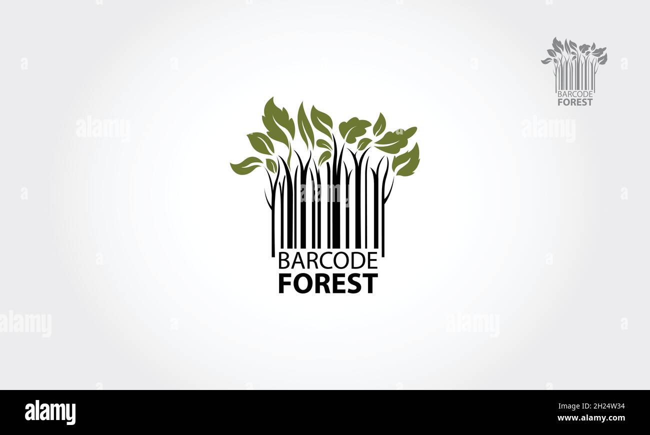 Barcode Forest Vector Logo Template. Forest logo symbol stylized as barcode. Barcode Finder Vector Logo is a designed for Any types of companies. Stock Vector