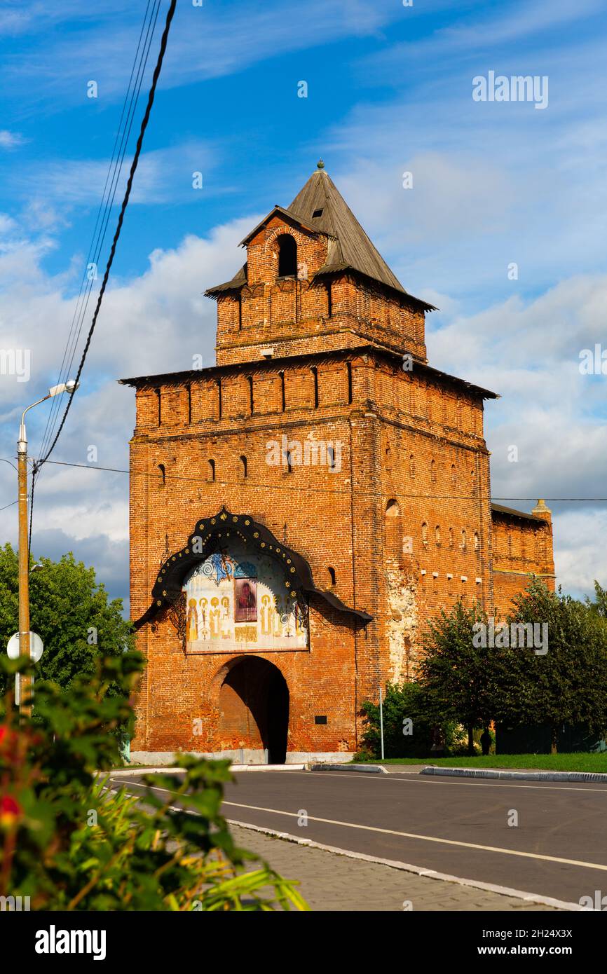 External view of ancient construction in Kolomna Pyatnitskiye Vorota