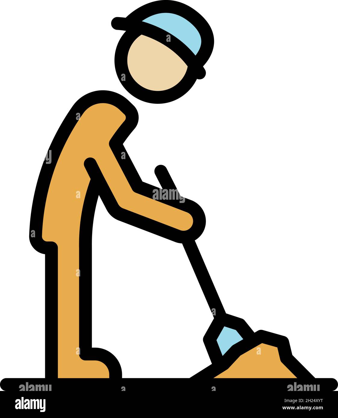Firefighter shovel icon. Outline firefighter shovel vector icon color flat isolated Stock Vector