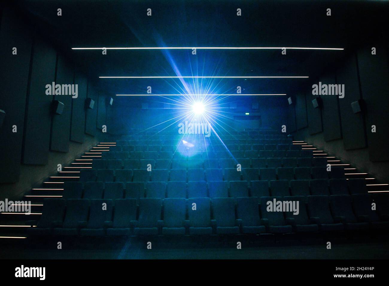 Empty cinema. Cinema “Le Cine” in Pont Audemer (northern France) Stock Photo