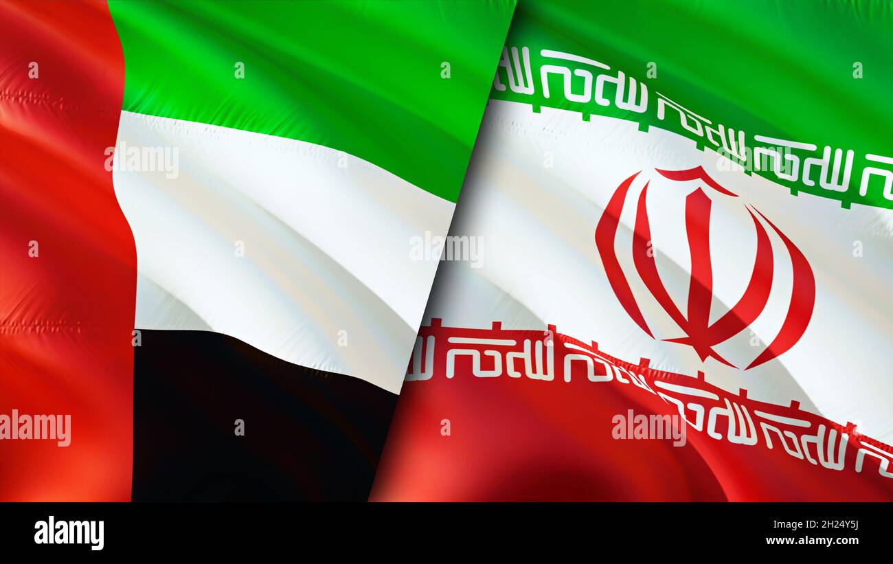 Emirates and Iran flags. 3D Waving flag design. Iran United Arab Emirates  flag, picture, wallpaper. UAE vs Iran image,3D rendering. United Arab  Emirat Stock Photo - Alamy