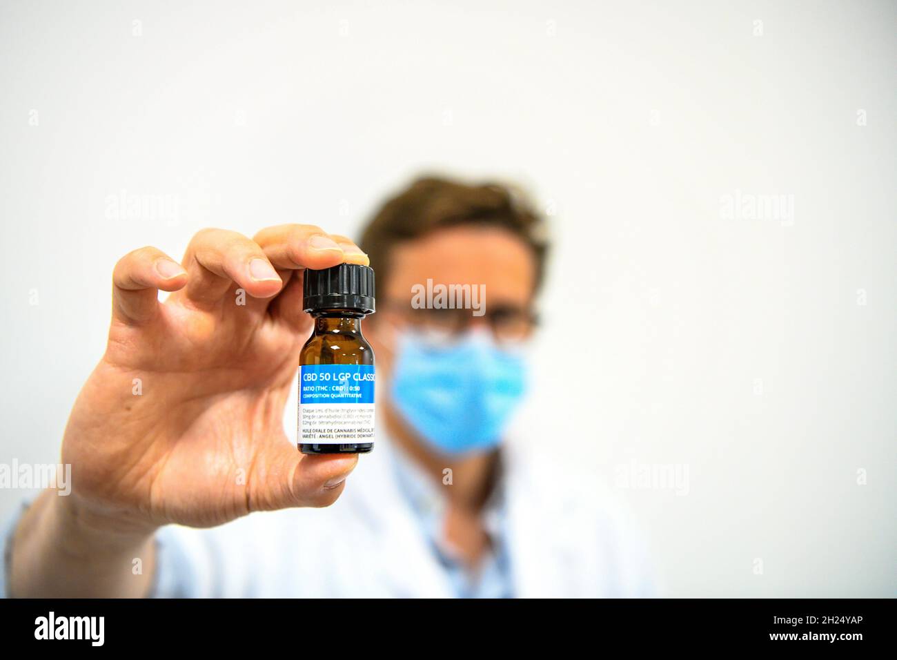 Prescription of a CBD based medication (cannabidiol) at the university hospital (CHU) of Rouen (northern France) Stock Photo