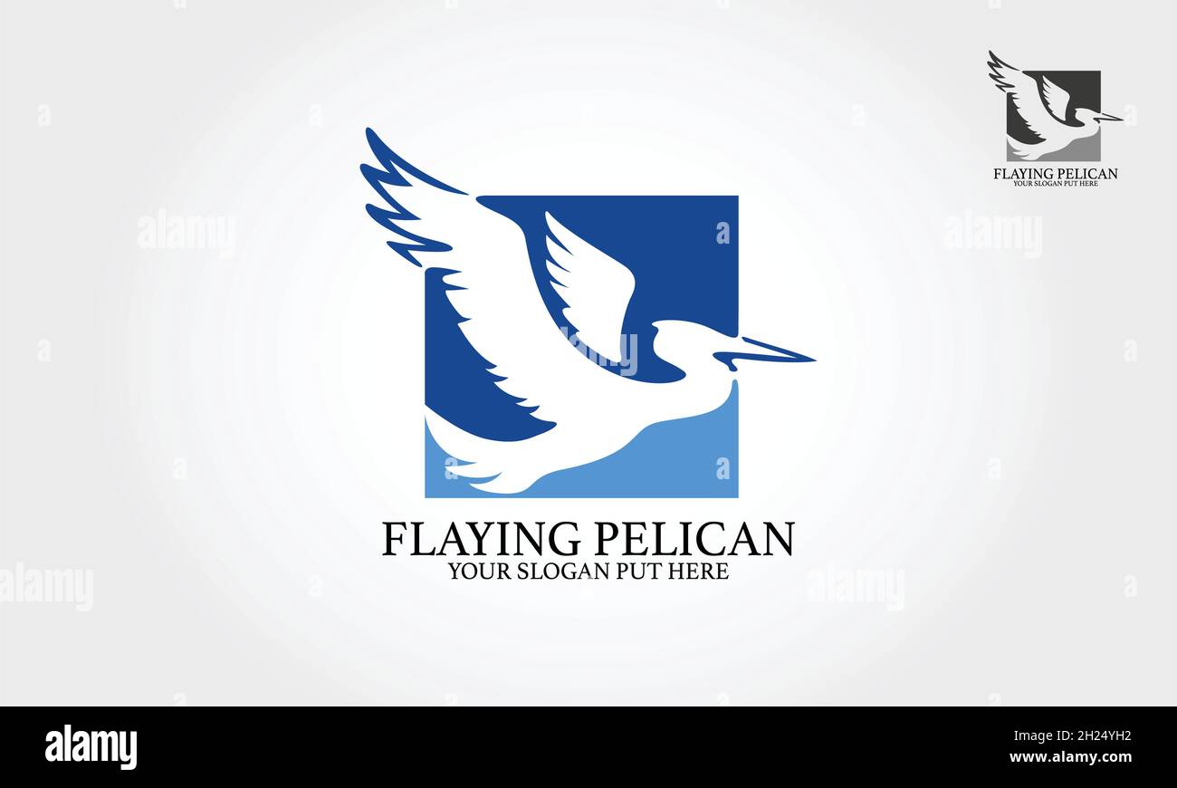 Flaying Pelican Logo Template. Pelican vector design. Stock Vector