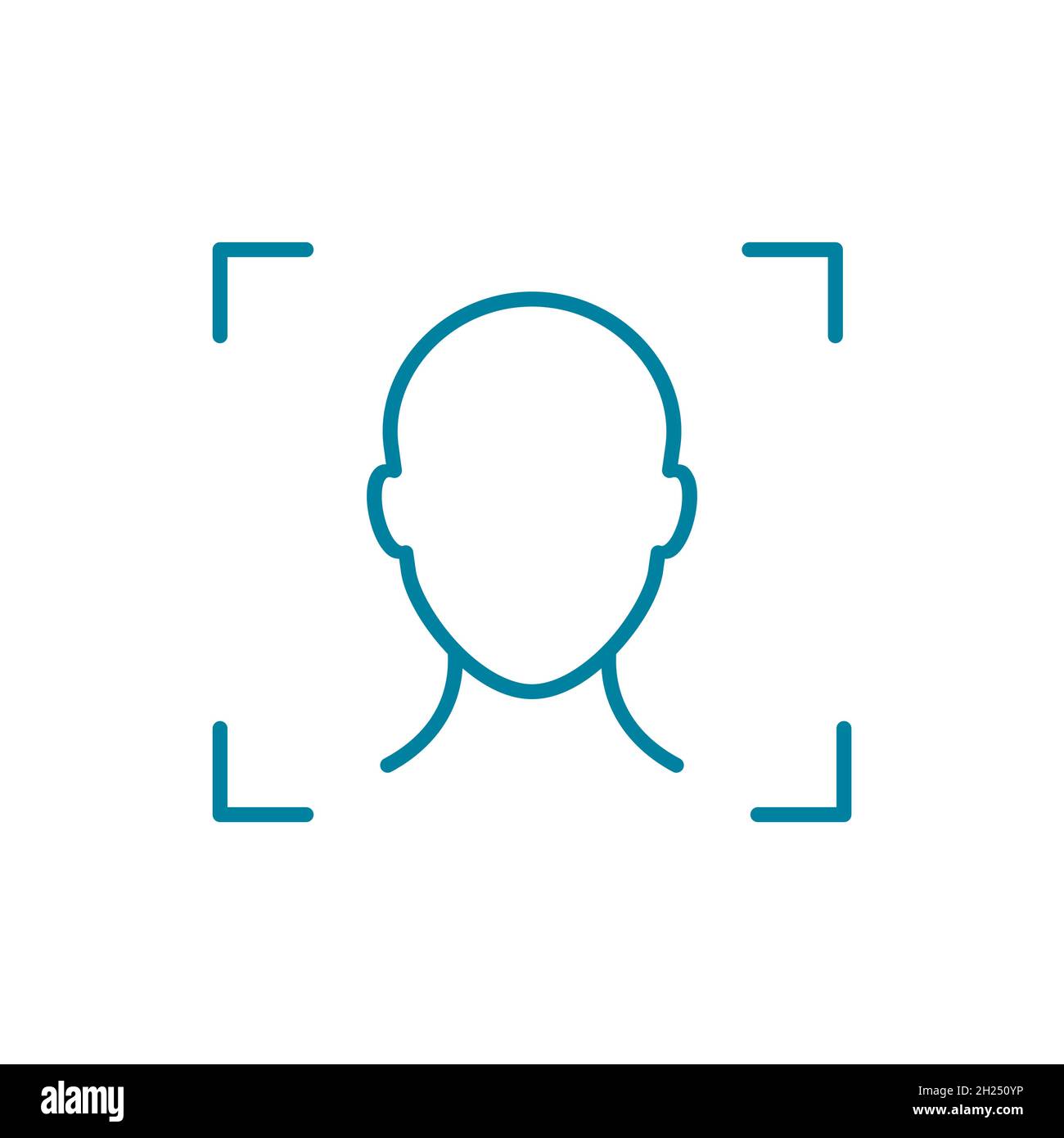 Face ID. Scanning face line icon. Face recognition. Biometrics concept. Digital device authentication. Unlock or access personal mobile device. Vector Stock Vector