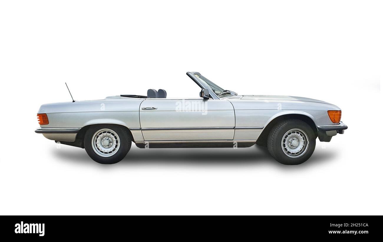 Classic white retro car isolated Stock Photo - Alamy