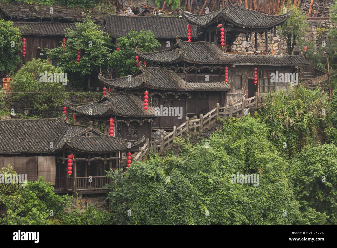 Traditional architecture in the ancient town of Furong, Hunan, China. Stock Photo
