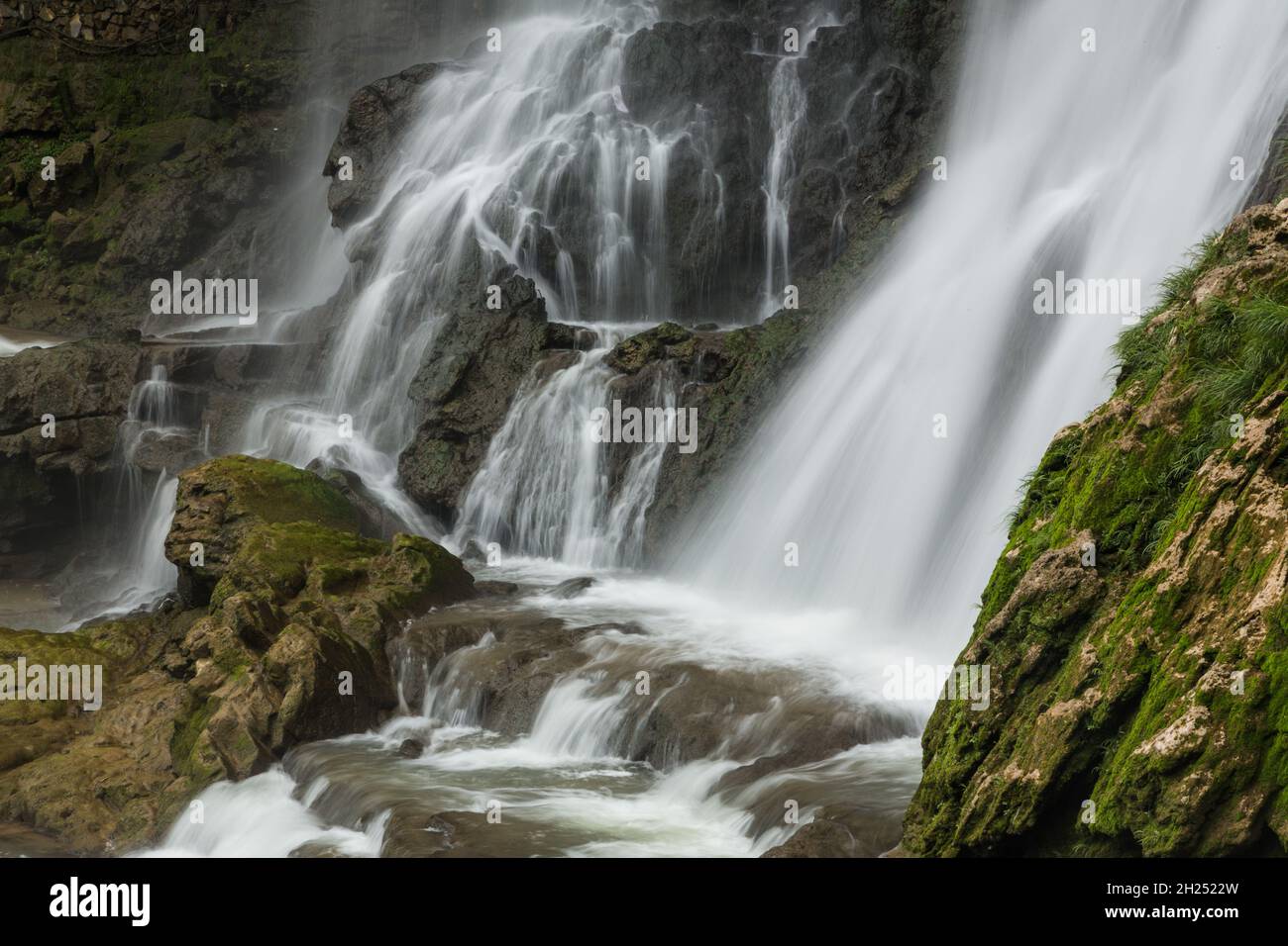 The Wangcun Waterfall in the town of Furong in Hunan Province, China. Stock Photo