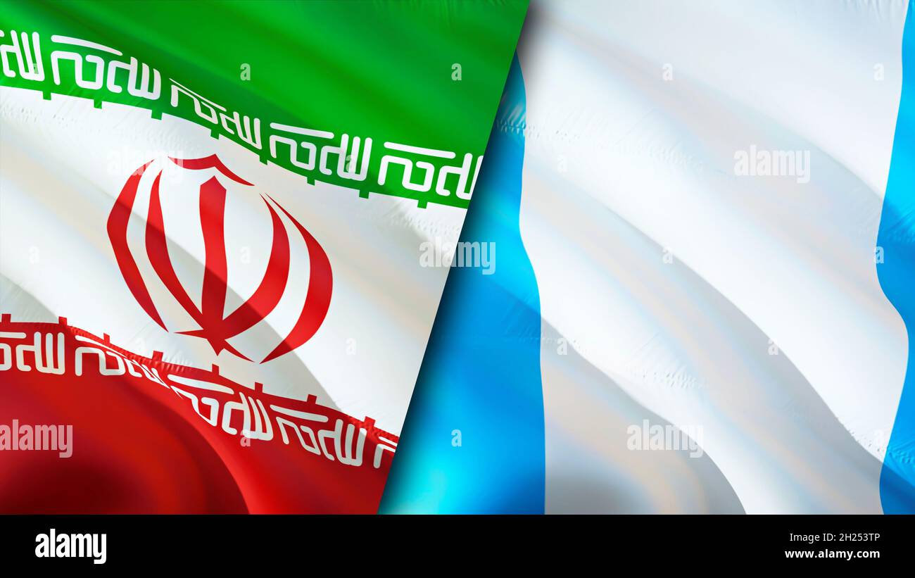 Iran and Guatemala flags. 3D Waving flag design. Guatemala Iran flag