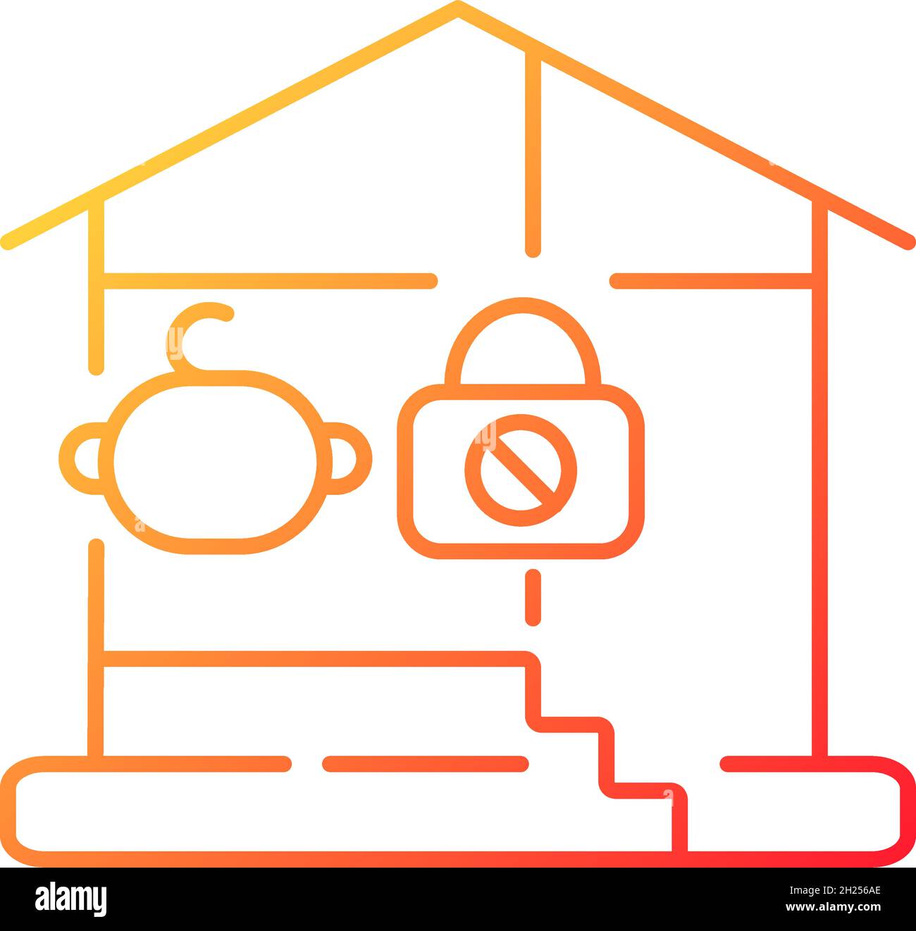 Lock basement door gradient linear vector icon Stock Vector