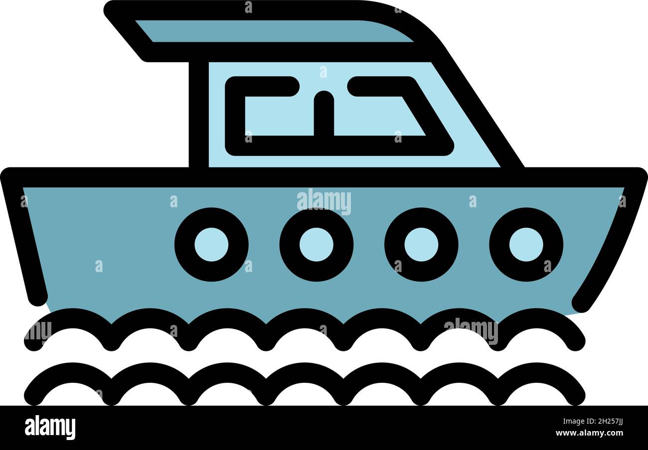 Sea yacht icon. Outline sea yacht vector icon color flat isolated Stock ...