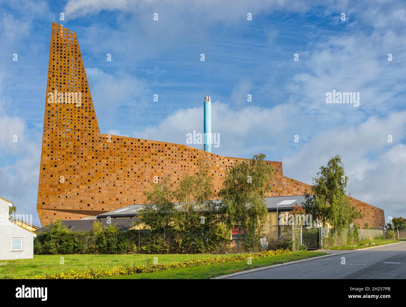Roskilde, Denmark – September 22, 2021: The Waste-to-Energy plant  and thermal power station by dutch architect Erick van Egeraat Stock Photo