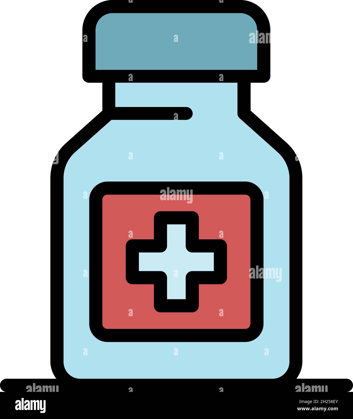 Pills jar icon. Outline pills jar vector icon color flat isolated Stock Vector