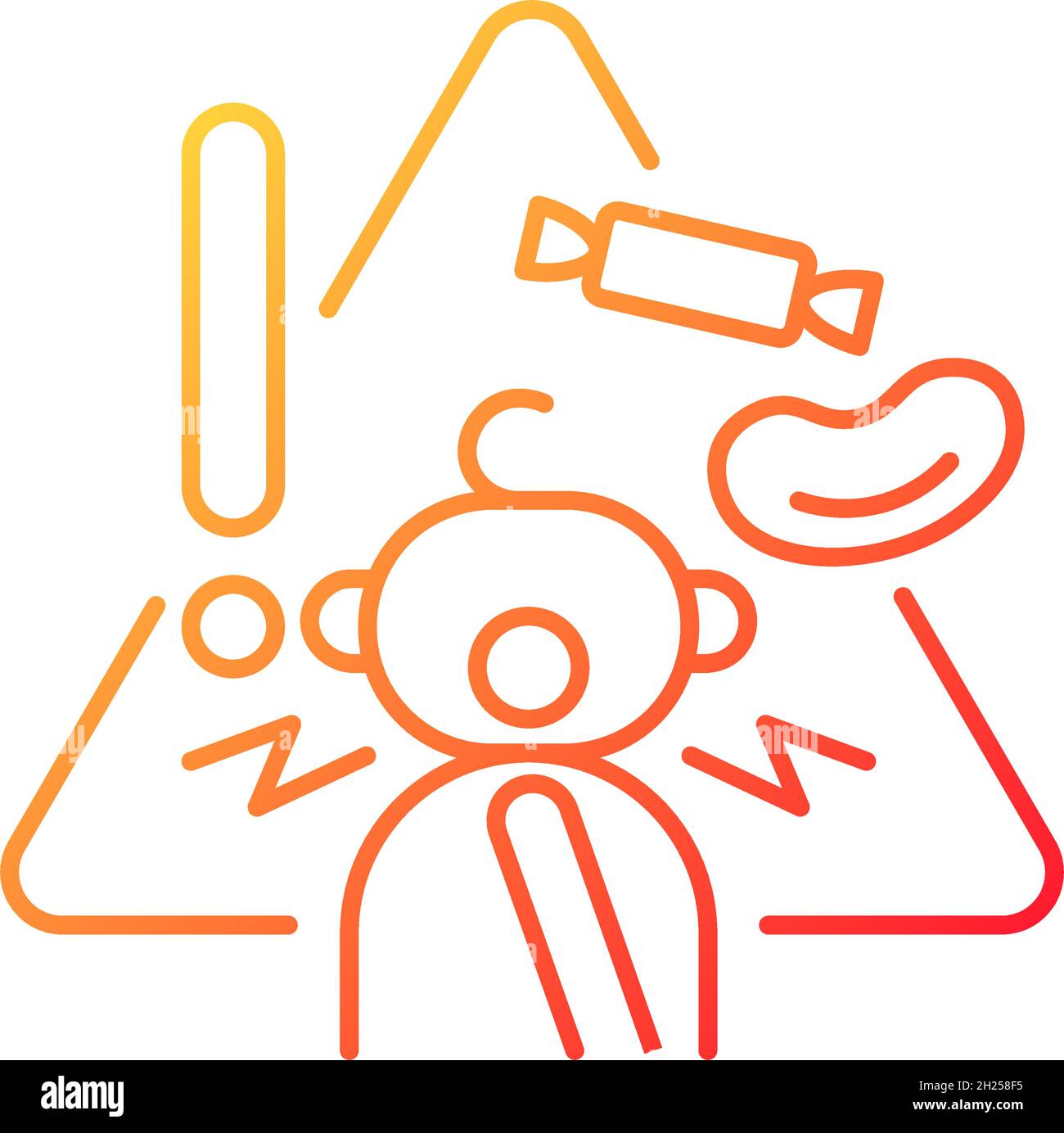 Choking hazard foods gradient linear vector icon Stock Vector