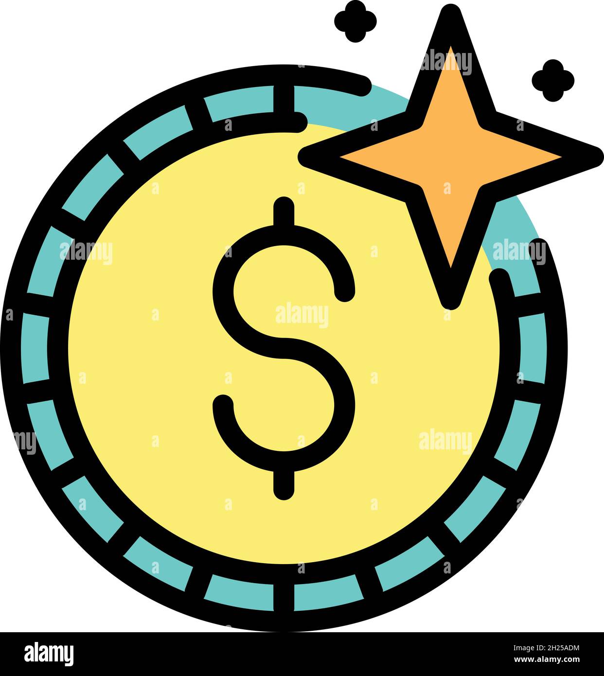 Rich coin money icon. Outline rich coin money vector icon color flat ...