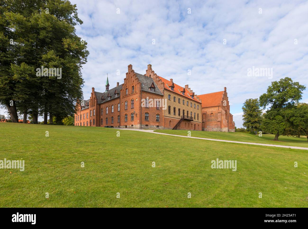 Former monastery building and church at Herlufsholm boarding school, Næstved, Sjælland, Denmark Stock Photo