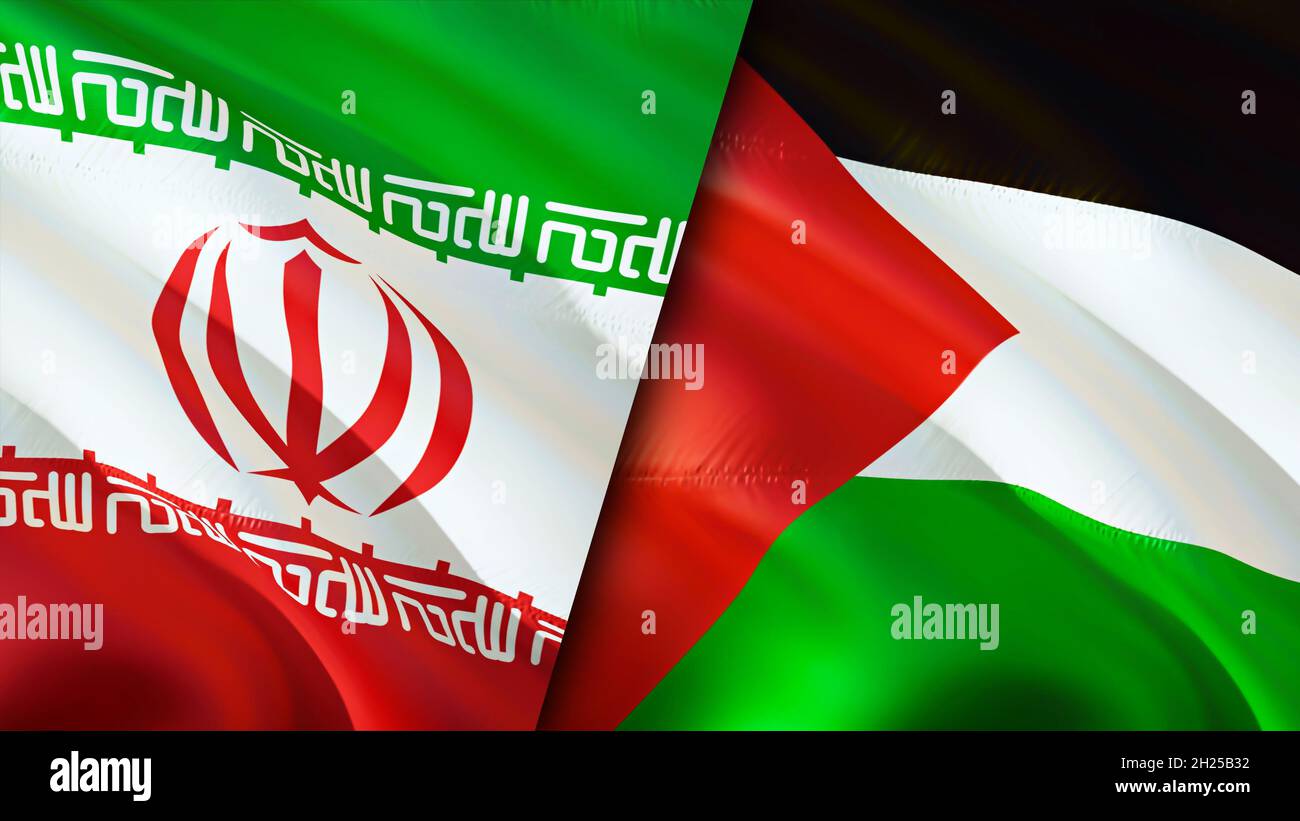 Iran and Palestine flags. 3D Waving flag design. Palestine Iran flag, picture, wallpaper. Iran