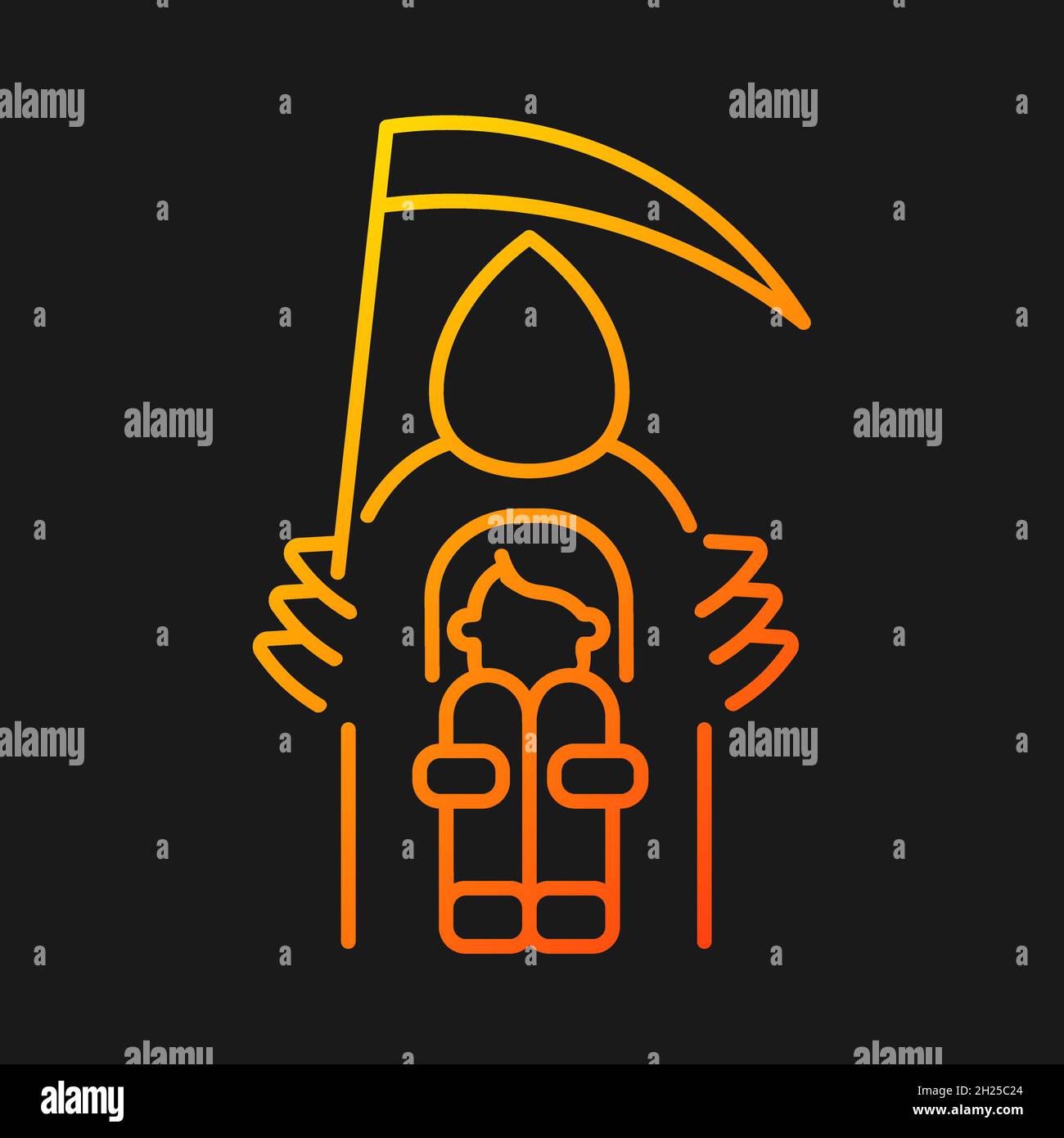 Fear of death gradient vector icon for dark theme Stock Vector