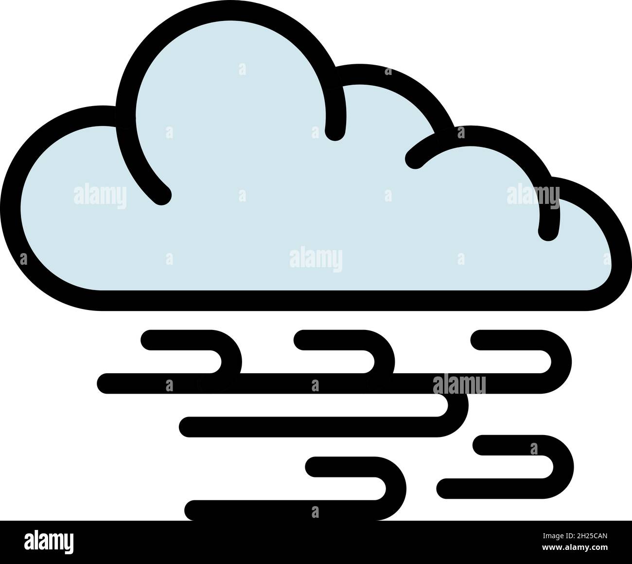 Wind cloud icon. Outline wind cloud vector icon color flat isolated ...