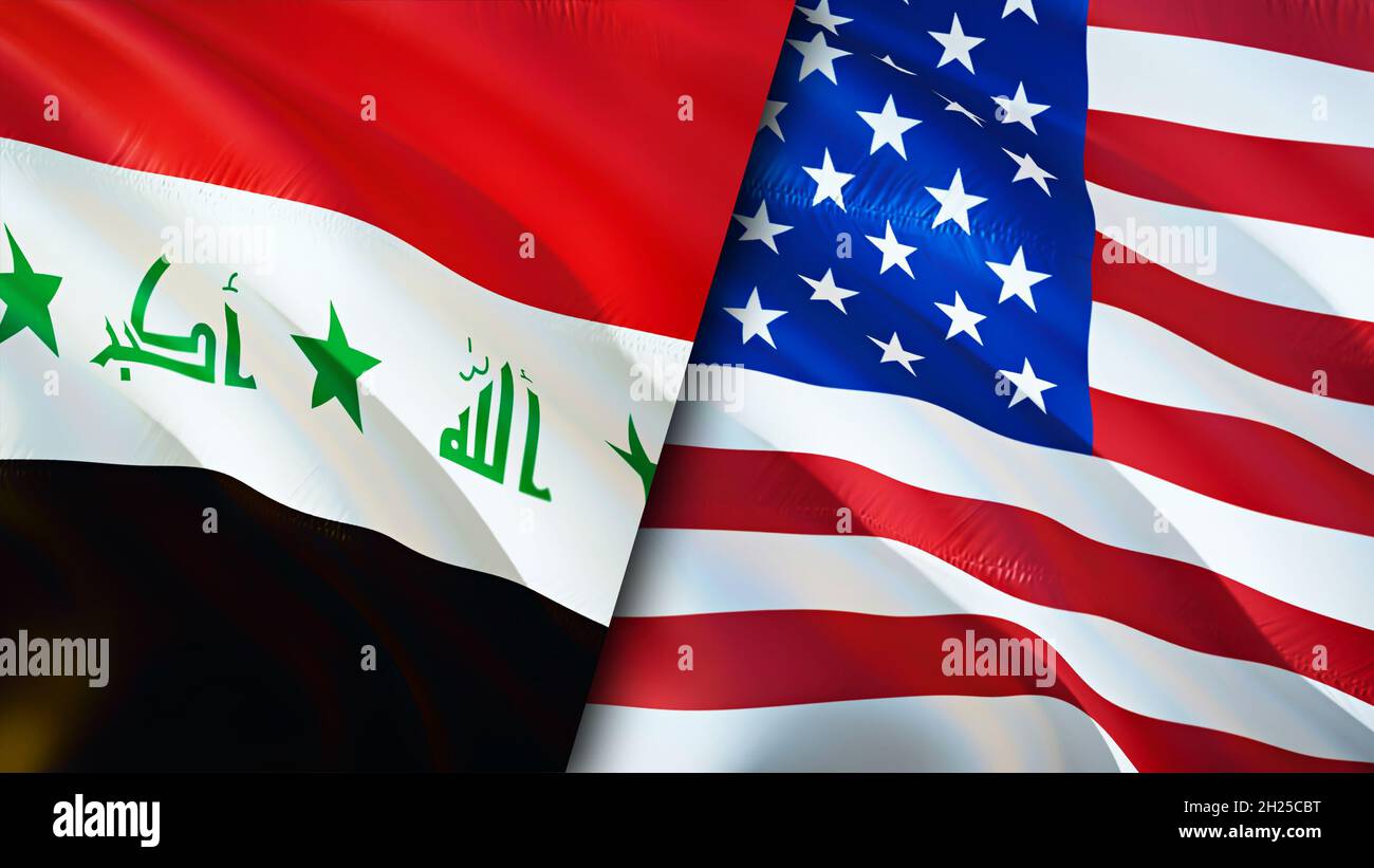 Iraq and USA flags. 3D Waving flag design. USA Iraq flag, picture,  wallpaper. Iraq vs USA image,3D rendering. Iraq USA relations alliance and  Trade,tr Stock Photo - Alamy
