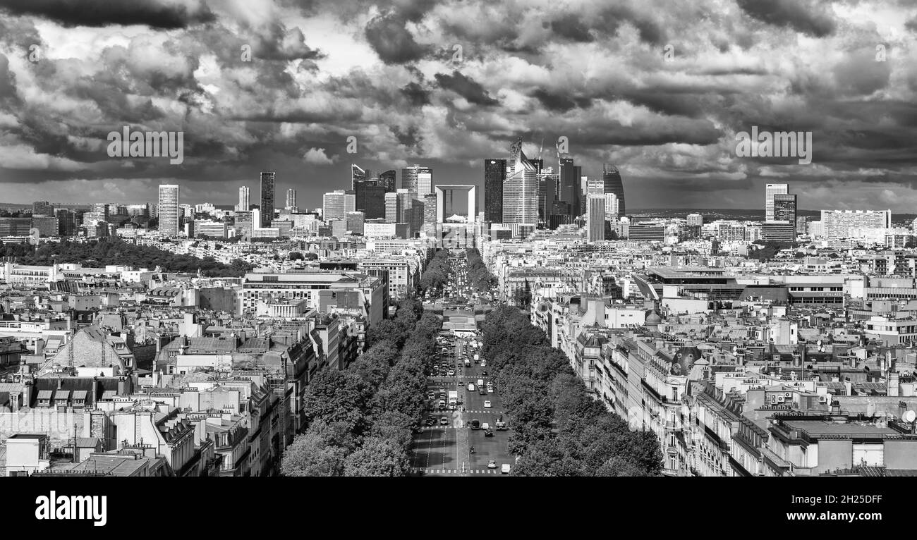 Panorama of Paris in black and white Stock Photo - Alamy