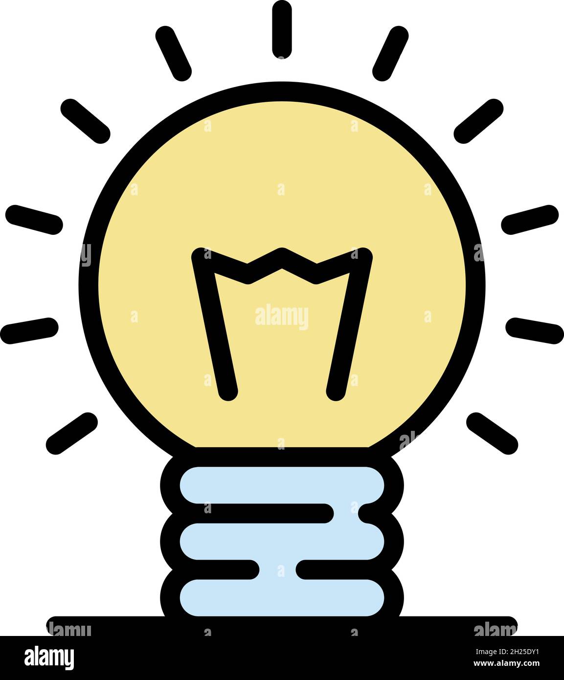 Light bulb idea icon. Outline light bulb idea vector icon color flat ...