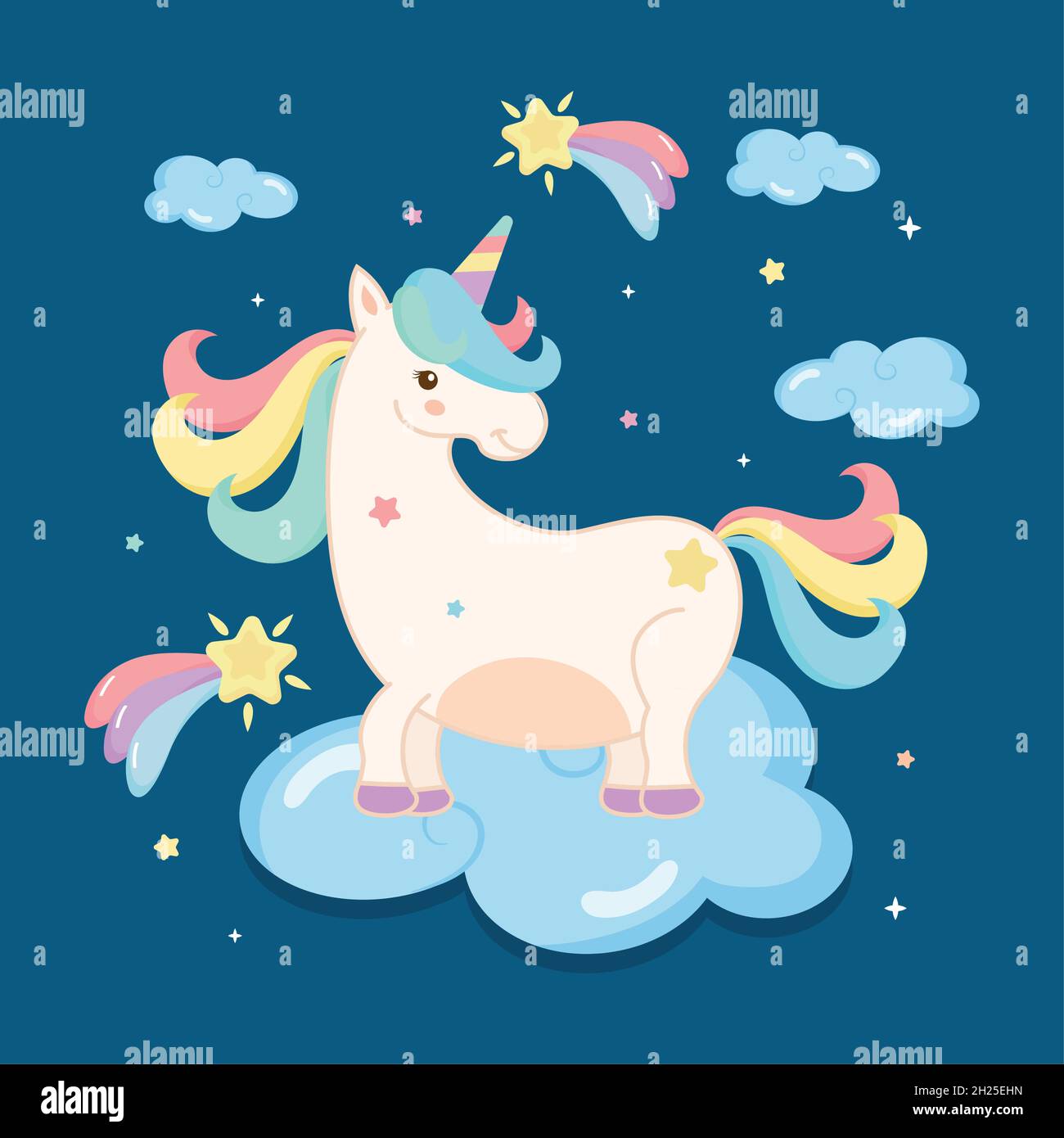 cute unicorn in the sky Stock Vector Image & Art - Alamy