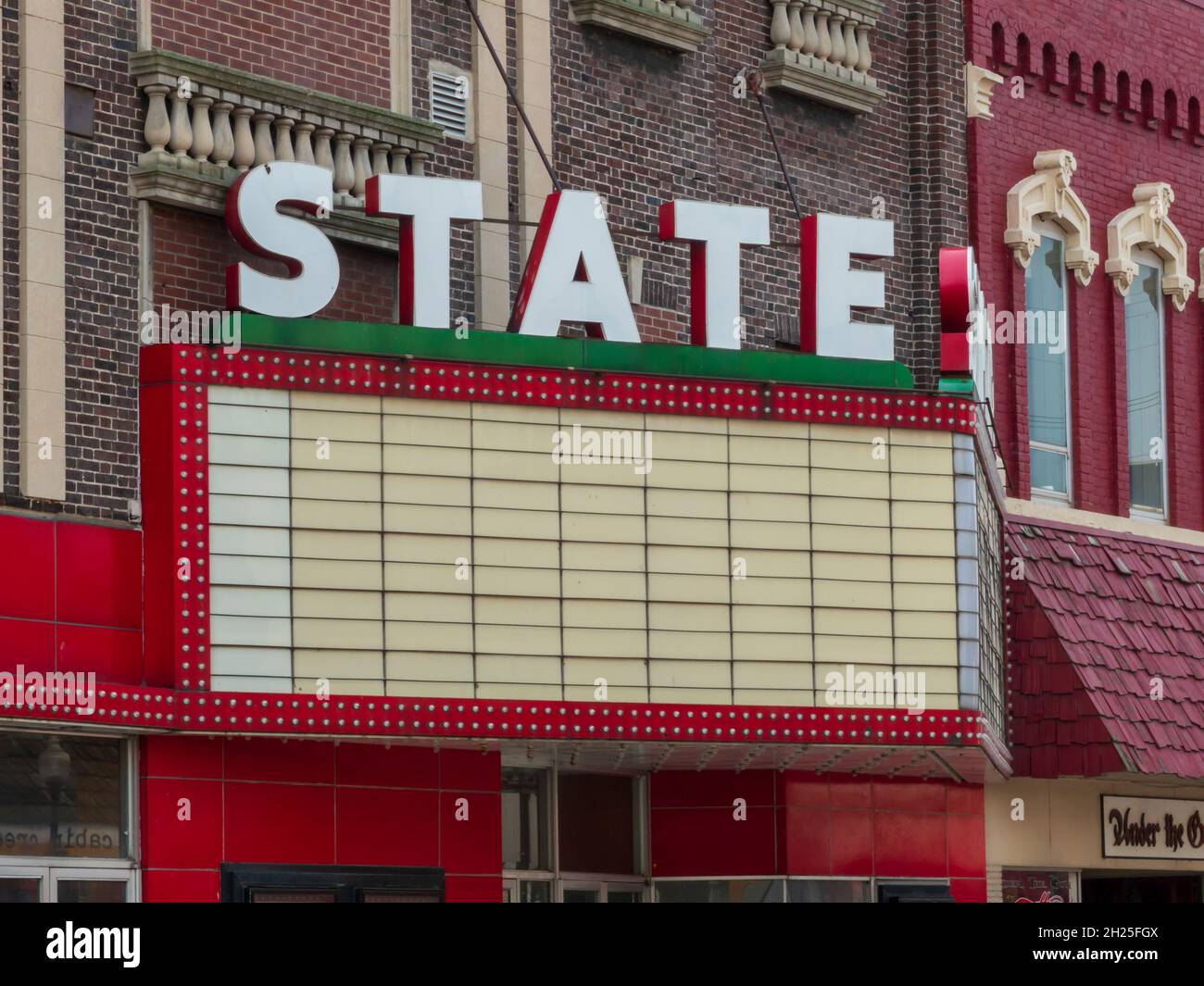 Alpena Michigan, USA July 19, 2021 Entrance to State theatre in